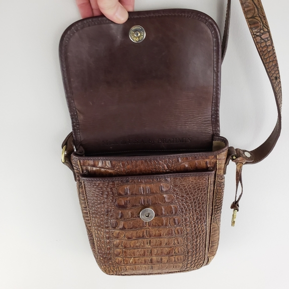 Brahmin Cognac Croc Embossed Leather Crossbody - Picture 6 of 14